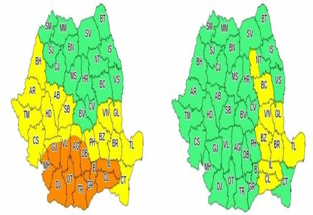 COD PORTOCALIU de CANICULĂ, cod galben de FURTUNI cu grindină. România, lovită de fenomene meteo extreme